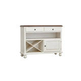 Sunset Trading Andrews 6 Piece 76 Rectangular Butterfly Extendable Dining Set | Antique White Chestnut Brown | Server | Seats