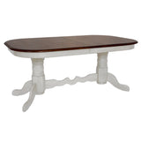 Sunset Trading Andrews 9 Piece 96 Oval Double Pedestal Extendable Dining Set| Butterfly Leaf Table | Antique White Chestnut Br