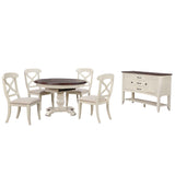 Sunset Trading Andrews 6 Piece 48 Round Or 66 Oval Extendable Dining Set| Butterfly Leaf Table | Sideboard With Large Displa
