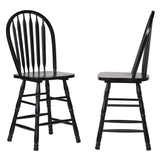 Sunset Trading Selections Arrowback 24 Barstool - Distressed Black Solid Wood Counter Height Stool - Set Of 2