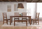 Sunset Trading Simply Brook 6 Piece 72 Rectangular Extendable Table Dining Set With Bench | 4 Slat Back Chairs | Amish Brown |