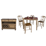 Sunset Trading Brook 6 Piece 48 Square Pub Set With Napoleon Stools | Counter Height Dining Table | Server | Seats 8