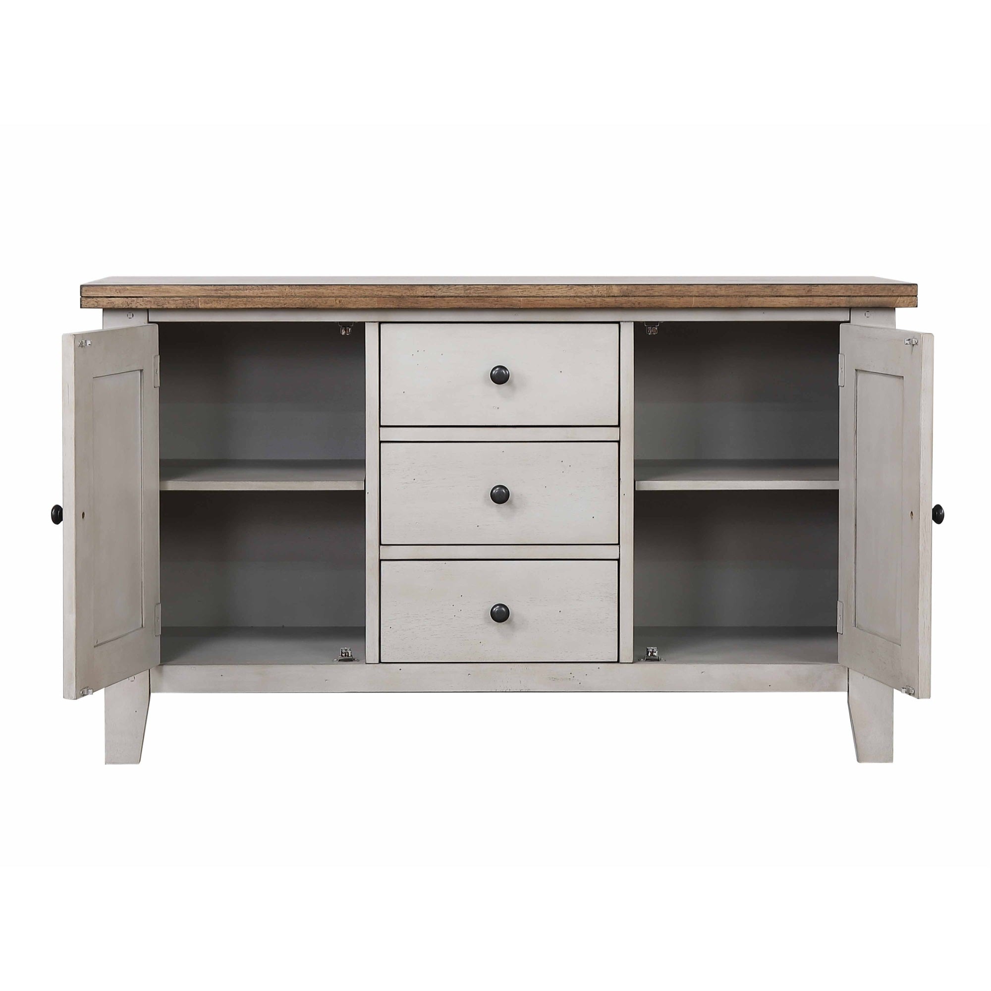 Sunset Trading Country Grove Buffet And Lighted Hutch | Distressed Gray And Brown Wood