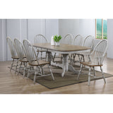 Sunset Trading Country Grove 9 Piece 96 Oval Double Pedestal Extendable Dining Table Set | 2 Arm Chairs | Distressed Gray And