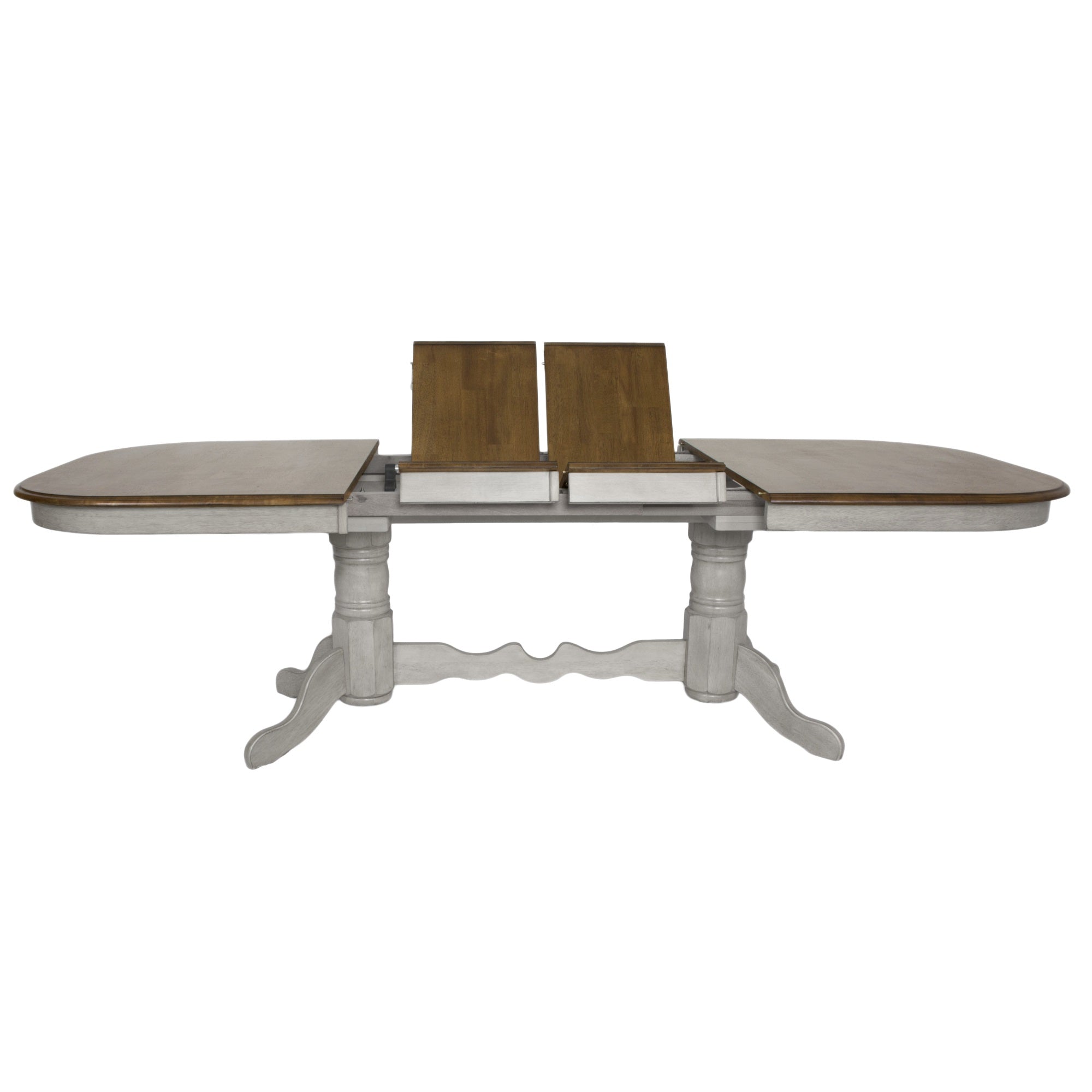 Sunset Trading Country Grove 96 Oval Double Pedestal Extendable Dining Table | Distressed Gray And Brown Wood | Seats 10