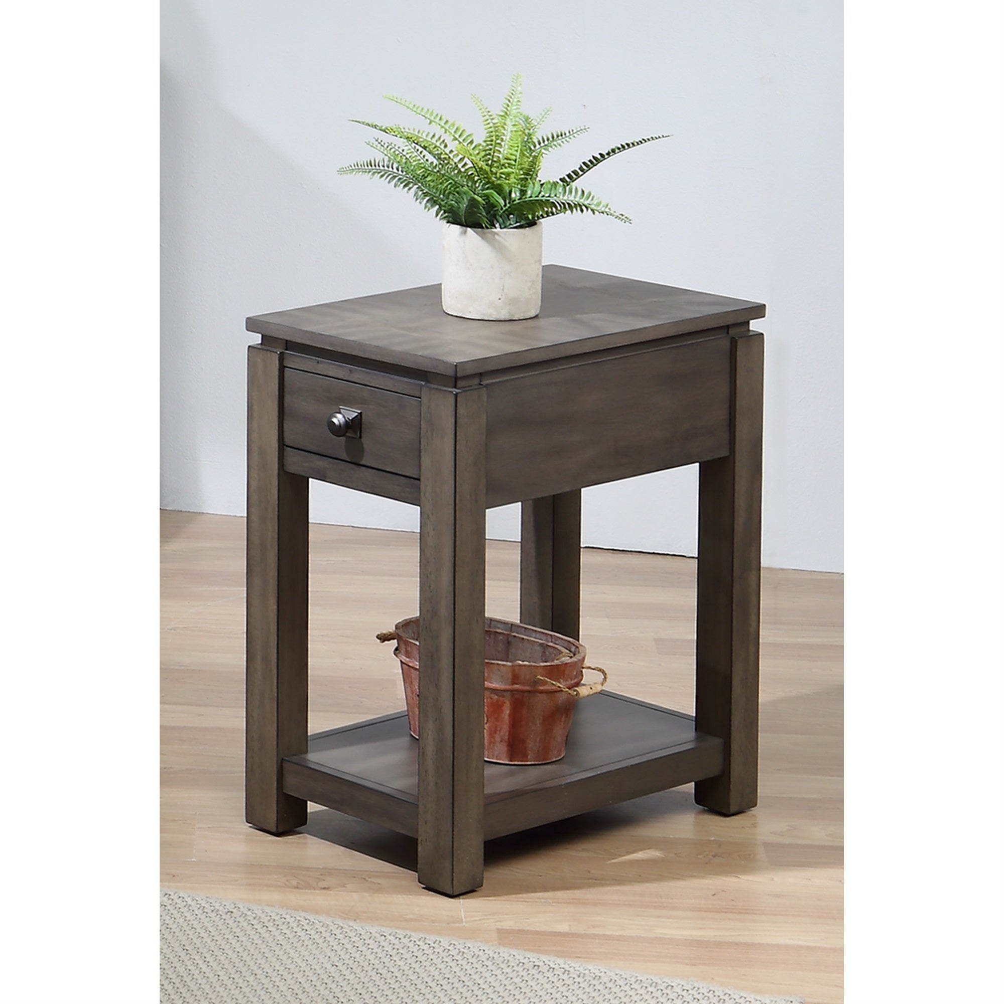 Sunset Trading Shades Of Gray Narrow End Table With Drawer And Shelf
