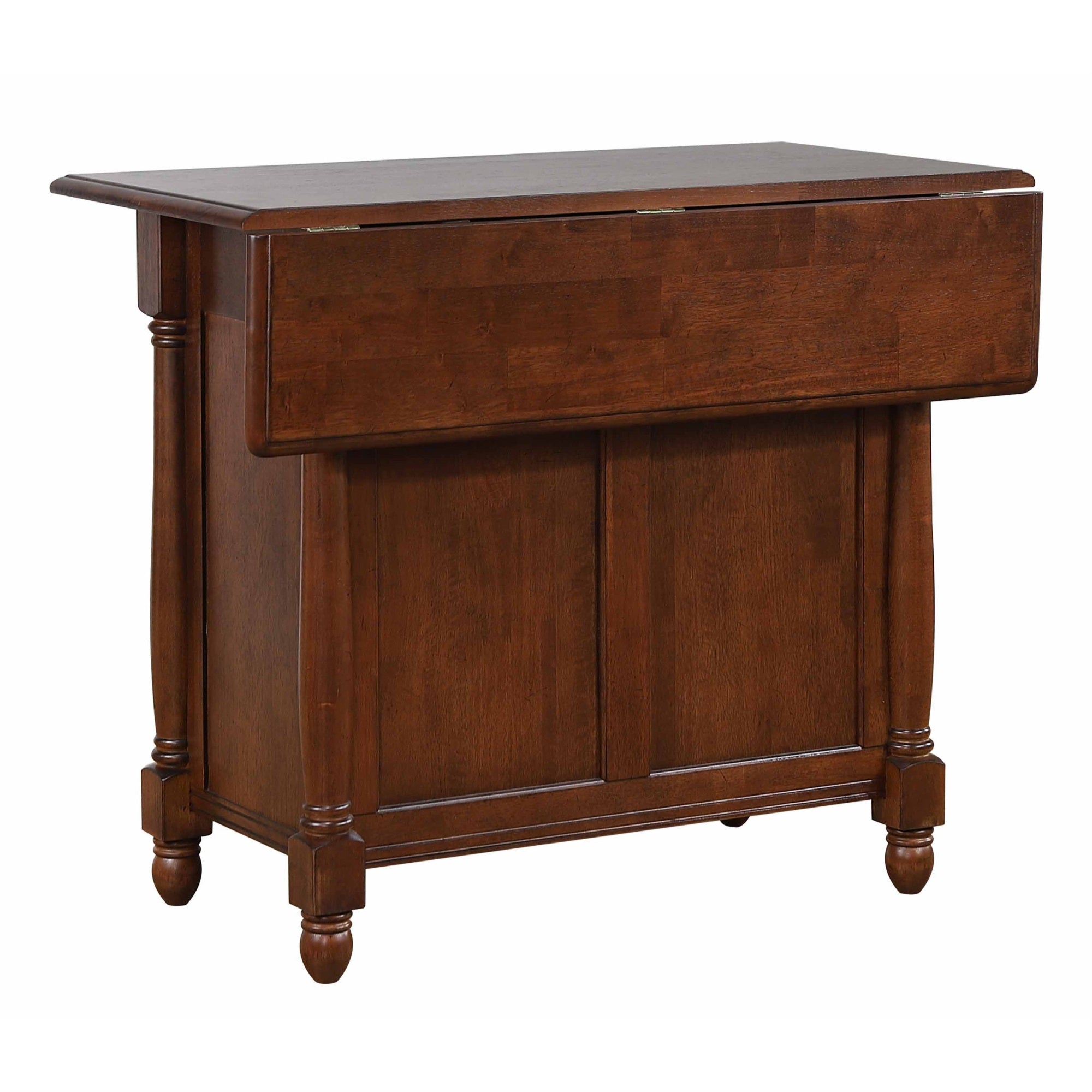 Sunset Trading Andrews Drop Leaf Kitchen Island | Chestnut Brown | Drawers And Cabinet