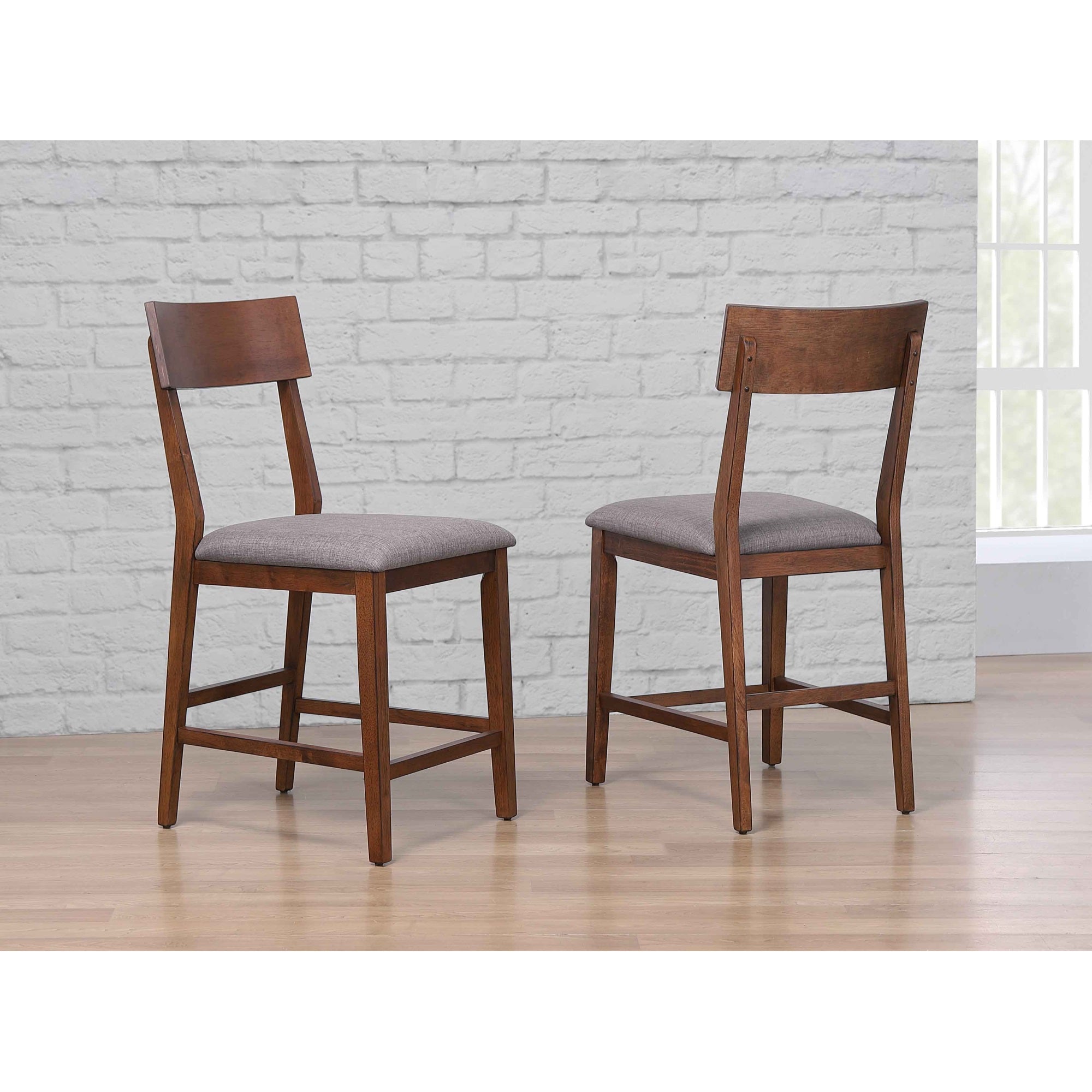 Sunset Trading Mid Century Bar Stool | Counter Height | Padded Performance Fabric Seat | Set Of 2