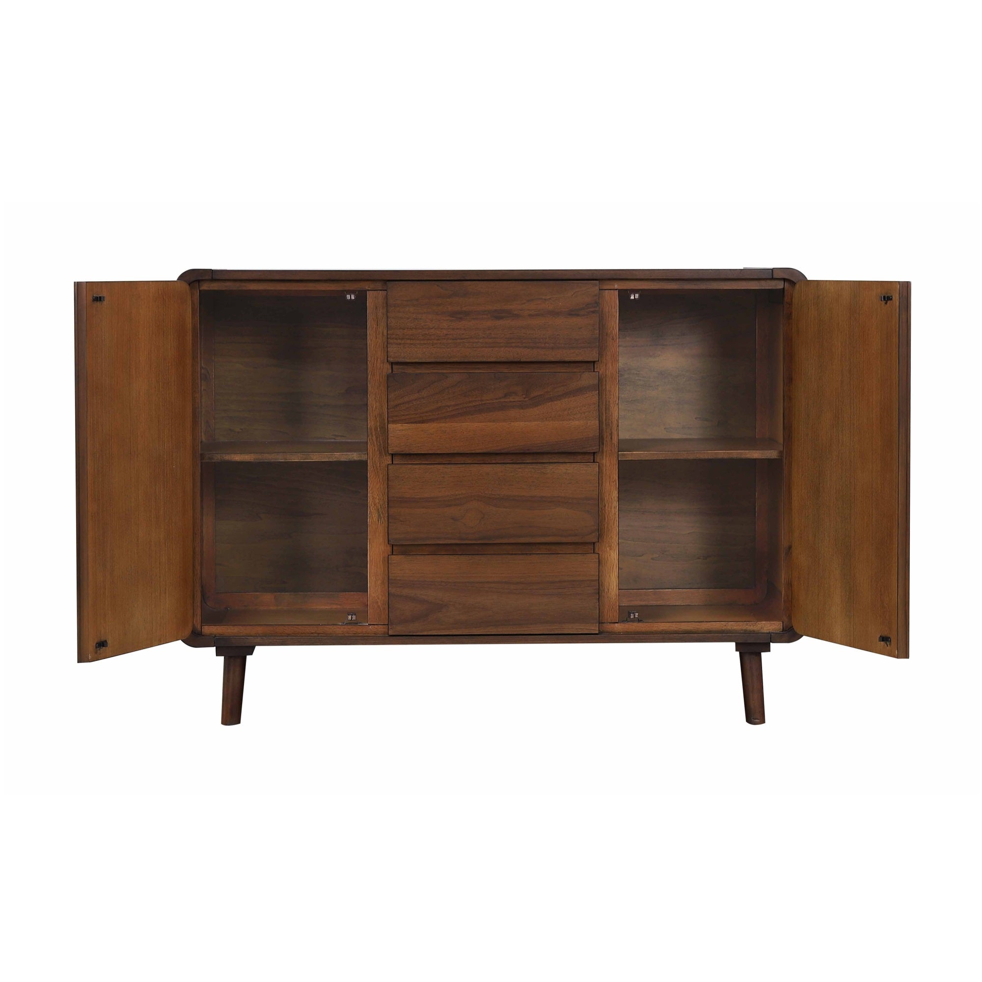 Sunset Trading Mid Century Server | 4 Drawers And 2 Storage Cabinets
