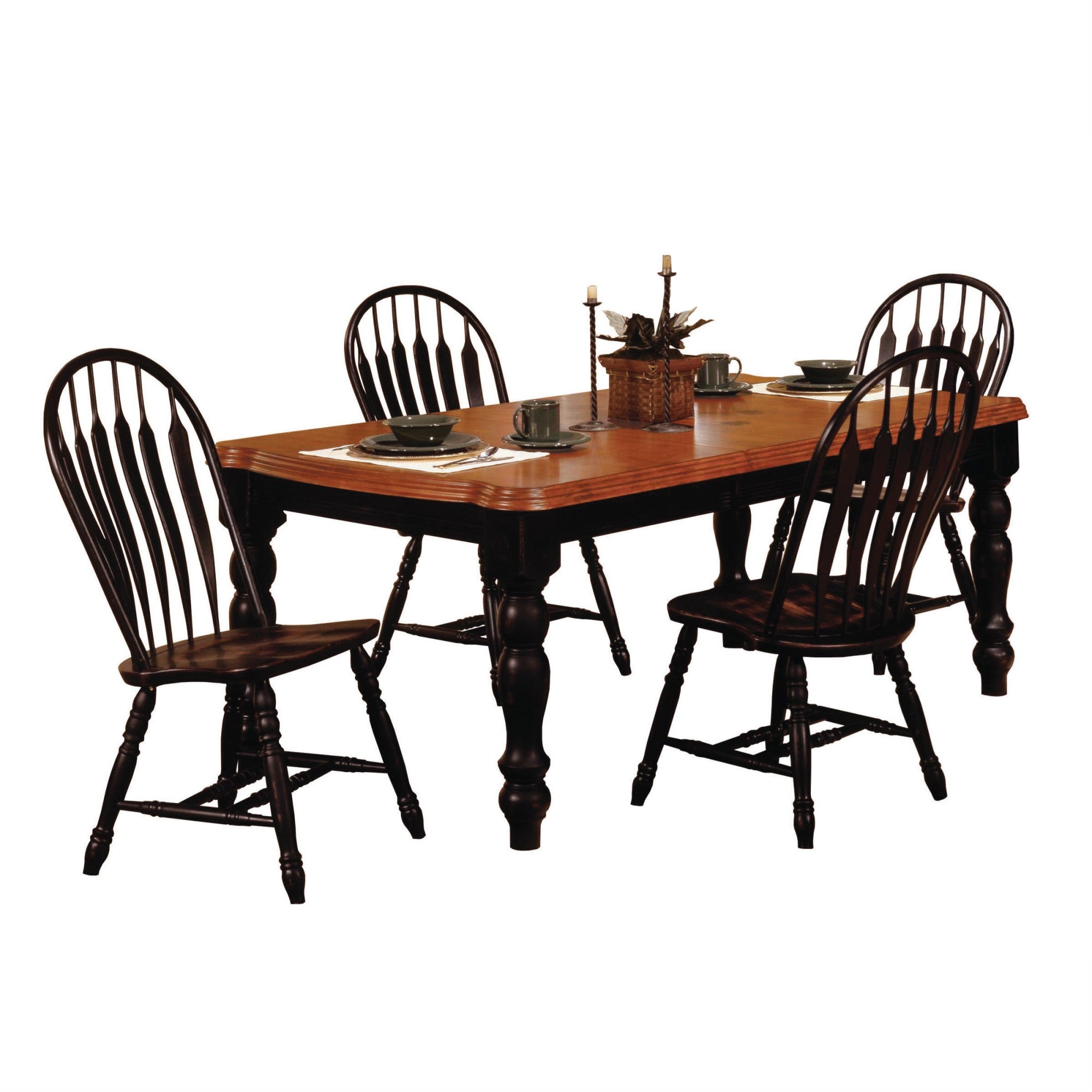 Sunset Trading Black Cherry Selections 5 Piece 72 Rectangular Extendable Dining Set With 4 Comfort Back Chairs | Seats 8
