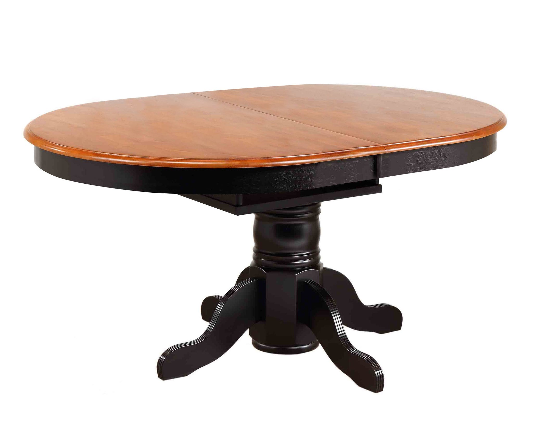 Sunset Trading Black Cherry Selections 66 Oval Pedestal Extendable Dining Table | Antique Black With Cherry Butterfly Top | Se