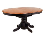 Sunset Trading Black Cherry Selections 66 Oval Pedestal Extendable Dining Table | Antique Black With Cherry Butterfly Top | Se