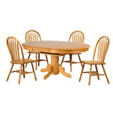 Sunset Trading Oak Selections 66 Oval Pedestal Extendable Butterfly Leaf Dining Table | Light Oak | Seats 8