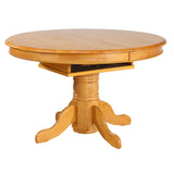 Sunset Trading Oak Selections 48 Round To 66 Oval Extendable Butterfly Leaf Pedestal Dining Table | Light Oak | Seats 6