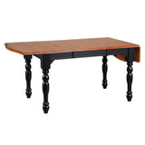 Sunset Trading Black Cherry Selections 72 Rectangular Drop Leaf Extendable Dining Table | Antique Black With Cherry Top | Seat