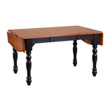 Sunset Trading Black Cherry Selections 72 Rectangular Drop Leaf Extendable Dining Table | Antique Black With Cherry Top | Seat
