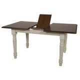 Sunset Trading Andrews 60 Rectangular Extendable Butterfly Leaf Dining Table | Antique White With Chestnut Brown | Seats 6
