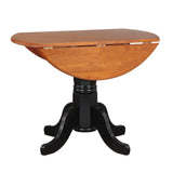 Sunset Trading Black Cherry Selections 3 Piece 42 Round Extendable Dining Set With 2 Black Arrowback Chairs | Drop Leaf Table