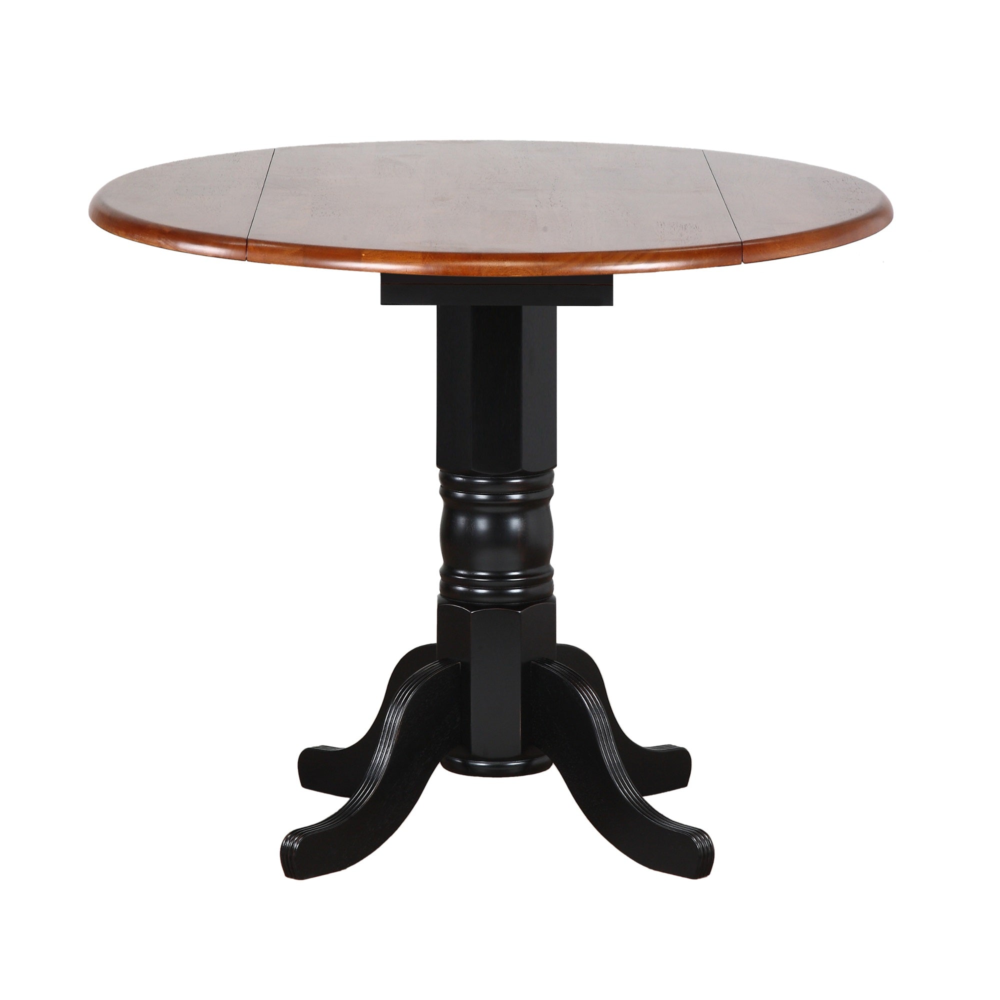 Sunset Trading Black Cherry Selections 3 Piece 42 Round Extendable Drop Leaf Pub Table Set With 2 Swivel Barstools | Counter H