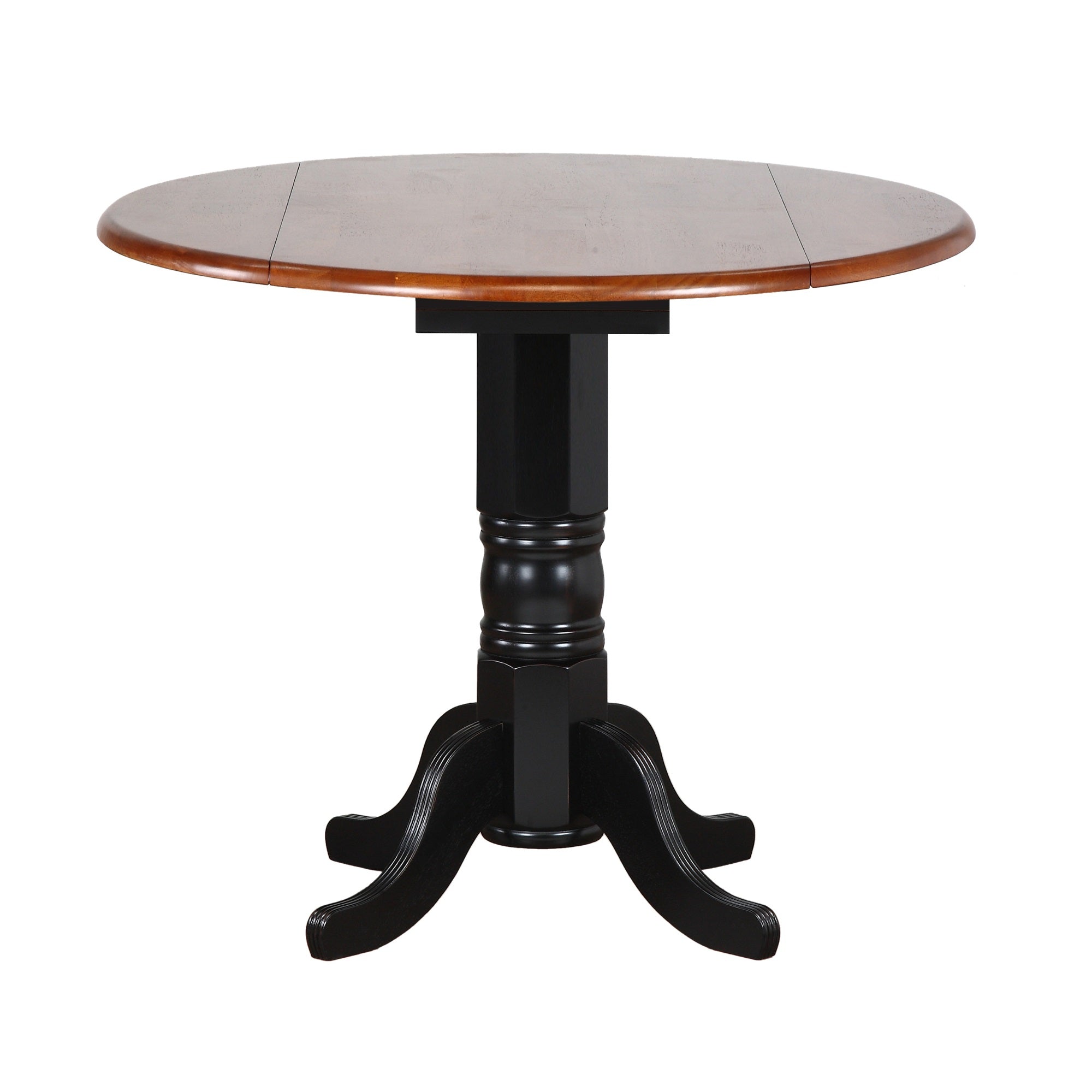 Sunset Trading Black Cherry Selections 3 Piece 42 Round Extendable Drop Leaf Pub Table Set With 2 Napoleon Stools| Counter Hei