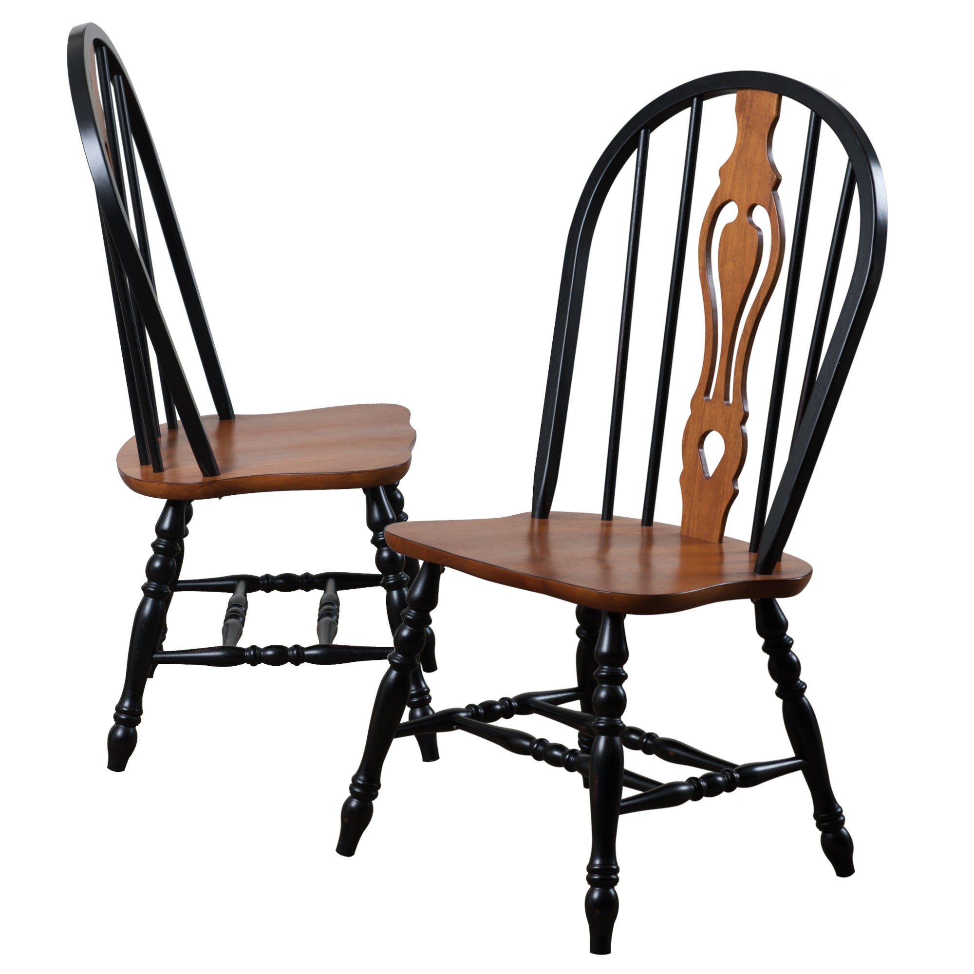 Sunset Trading Black Cherry Selections Keyhole Dining Chair | Antique Black With Cherry Seat | Set Of 2