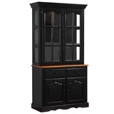 Sunset Trading Black Cherry Selections Keepsake Buffet And Lighted Hutch | Antique Black And Cherry
