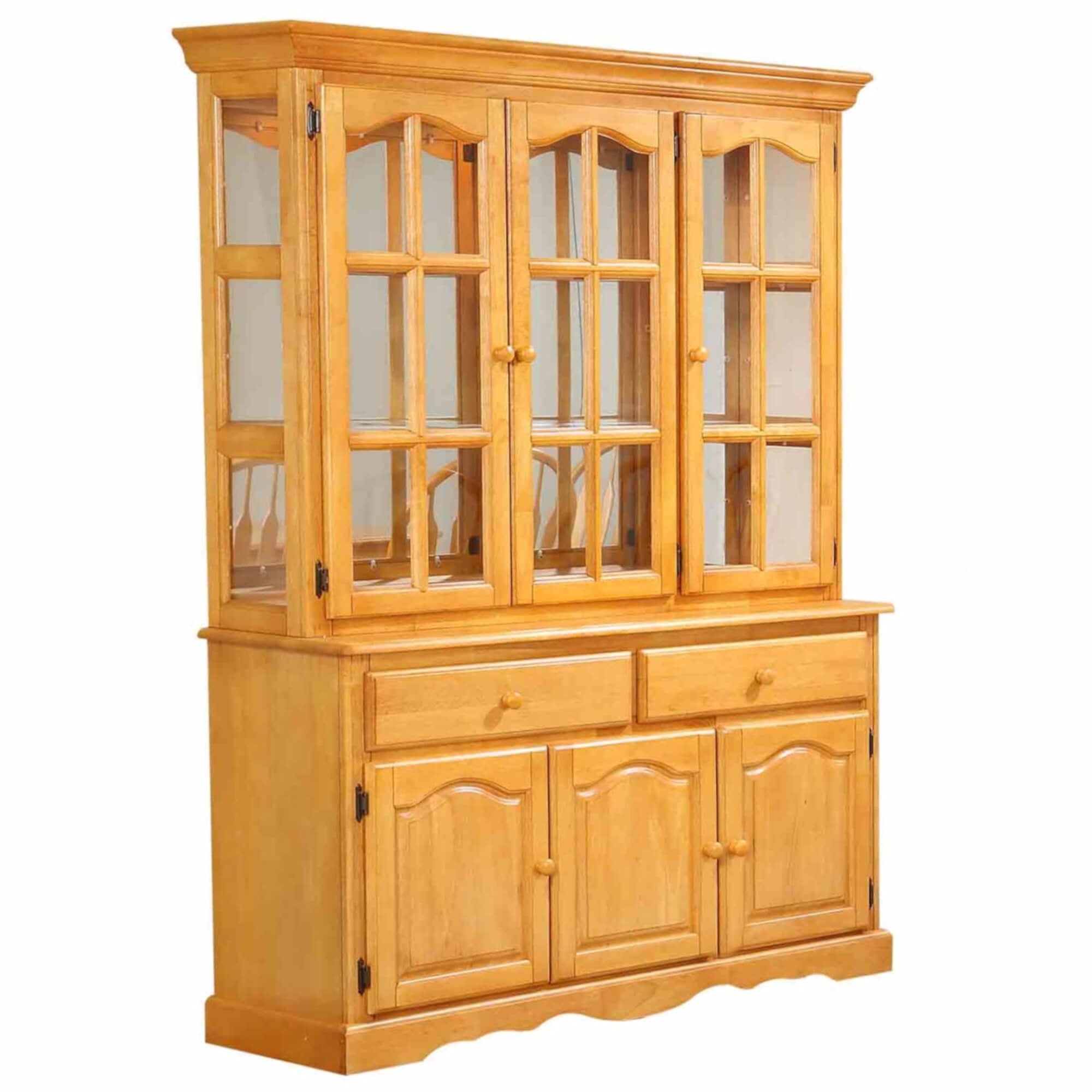 Sunset Trading Oak Selections Treasure Buffet And Lighted Hutch | Light Oak