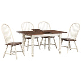 Sunset Trading Andrews 5 Piece 60 Rectangular Extendable Dining Set | Butterfly Leaf Table | 4 Windsor Spindleback Chairs | An