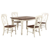 Sunset Trading Andrews 5 Piece 60 Rectangular Extendable Dining Set | Butterfly Leaf Table | 4 Napoleon Chairs | Antique White