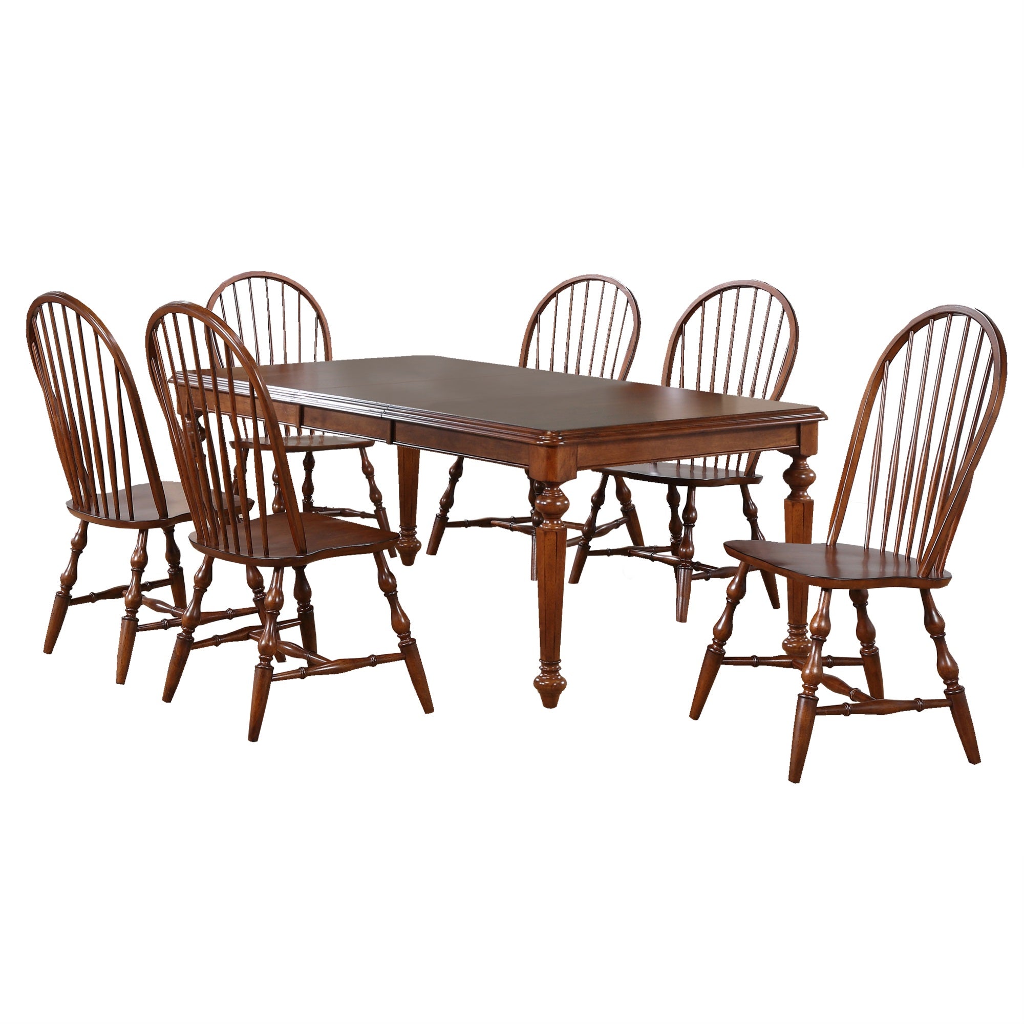 Sunset Trading Andrews 7 Piece 76 Rectangular Extendable Dining Set | Butterfly Leaf Table | Chestnut Brown | Seats 8