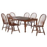 Sunset Trading Andrews 7 Piece 76 Rectangular Extendable Dining Set | Butterfly Leaf Table | Chestnut Brown | Seats 8