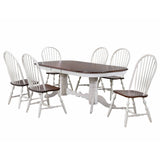 Sunset Trading Andrews 7 Piece 96 Oval Double Pedestal Extendable Dining Set| Butterfly Leaf Table | Antique White And Chestnu