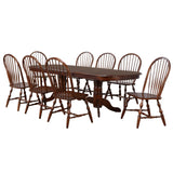 Sunset Trading Andrews 9 Piece 96 Oval Double Pedestal Extendable Dining Set| Butterfly Leaf Table | Chestnut Brown | Seats 10