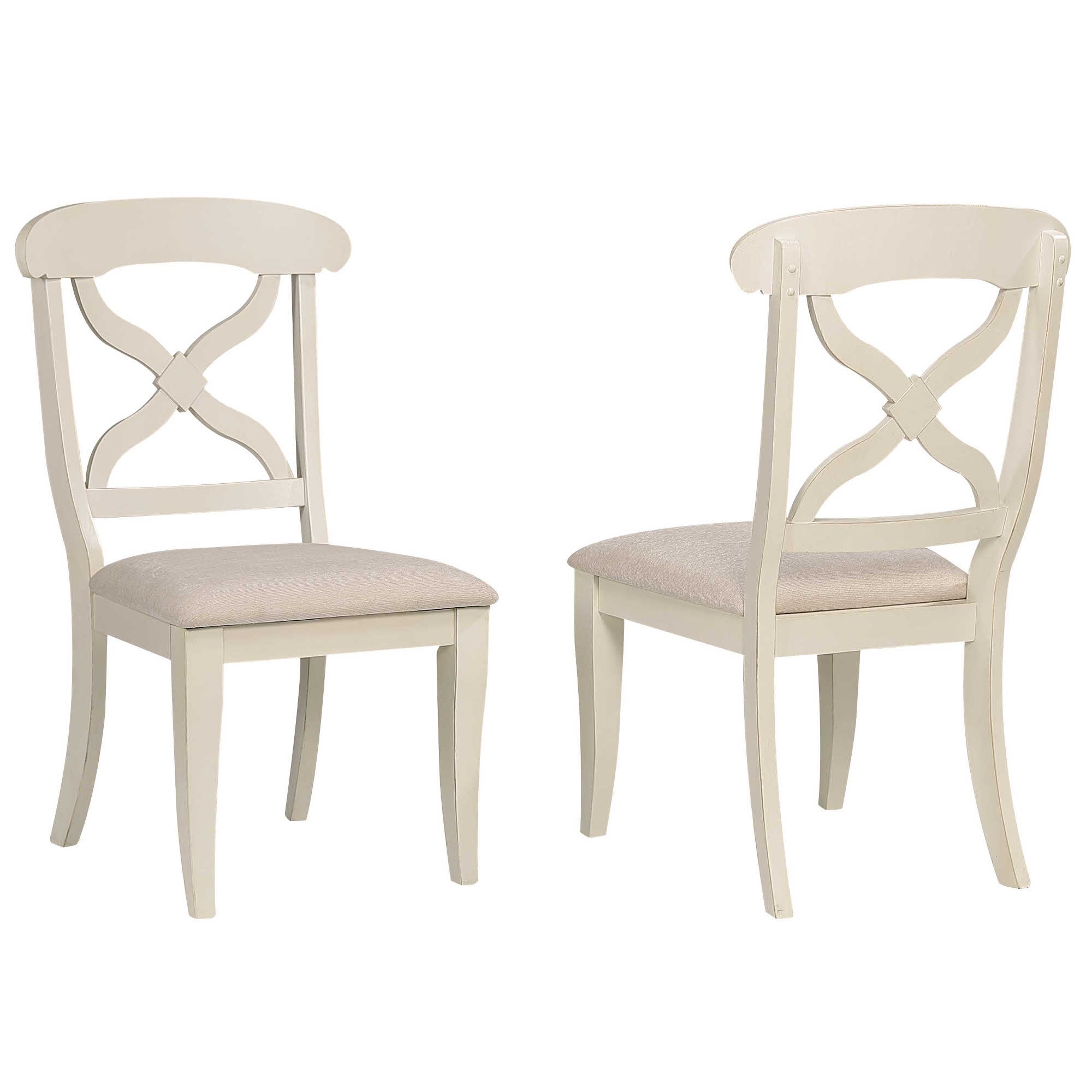Sunset Trading Andrews Dining Chair | Antique White With Chestnut Brown Seat | Set Of 2