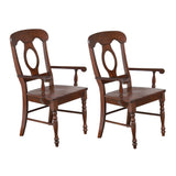 Sunset Trading Andrews Napoleon Dining Chair With Arms | Chestnut Brown | Set Of 2
