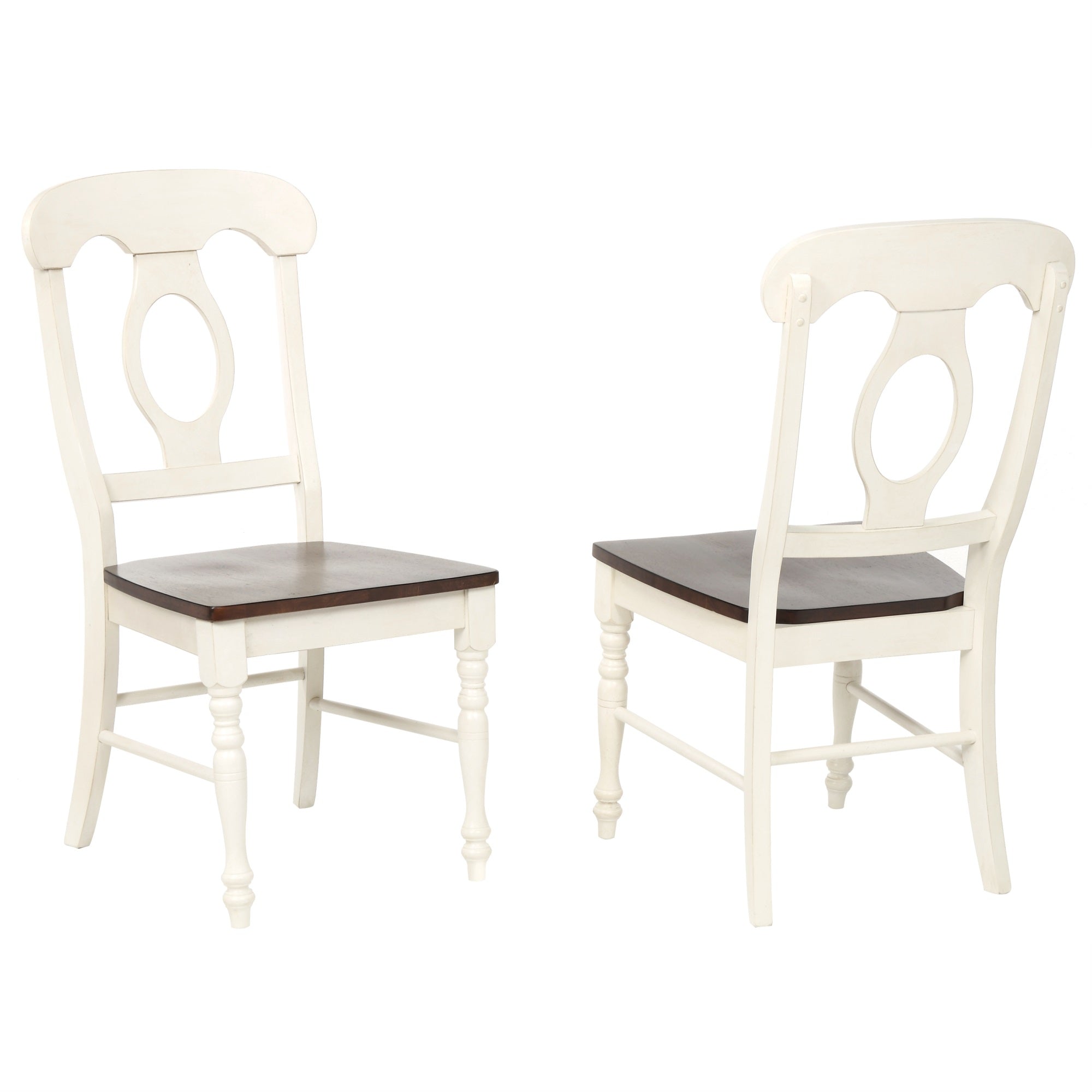 Sunset Trading Andrews Napoleon Dining Chair | Antique White And Chestnut Brown | Set Of 2