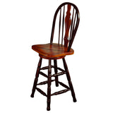 Sunset Trading Black Cherry Selections 24 Keyhole Barstool | Counter Height Stool | Antique Black With Cherry Accents