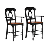 Sunset Trading Black Cherry Selections Napoleon Barstool With Arms | Antique Black And Cherry | Counter Height Stool| Set Of 2