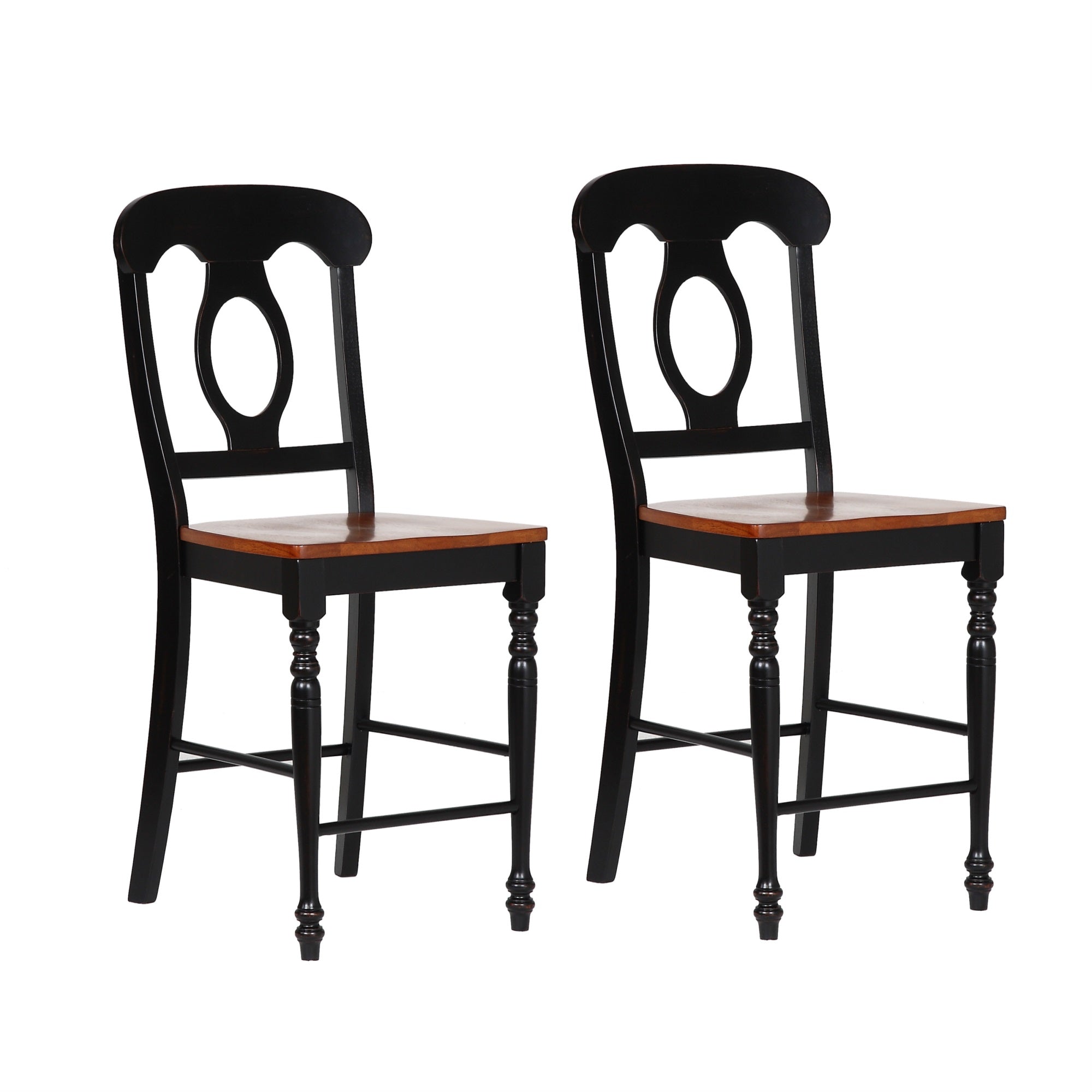 Sunset Tradingblack Cherry Selections Napoleon Barstool | Antique Black With Cherry Seats | Counter Height Stool | Set Of 2