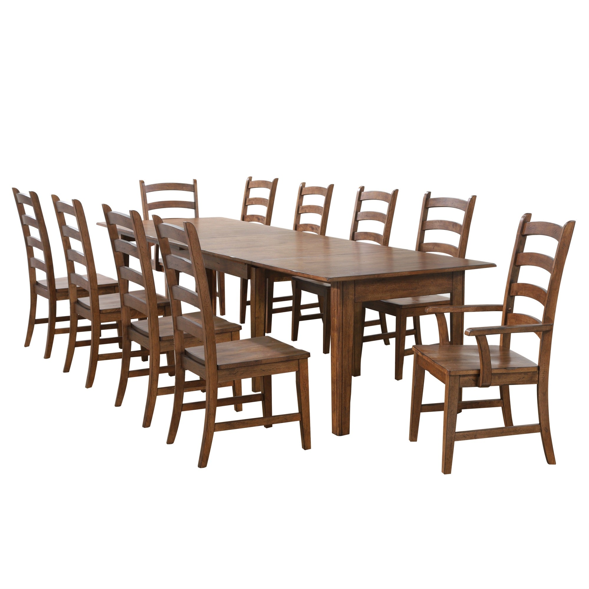 Sunset Trading Simply Brook 11 Piece 134 Rectangular Extendable Table Dining Set | Amish Brown | Seats 12