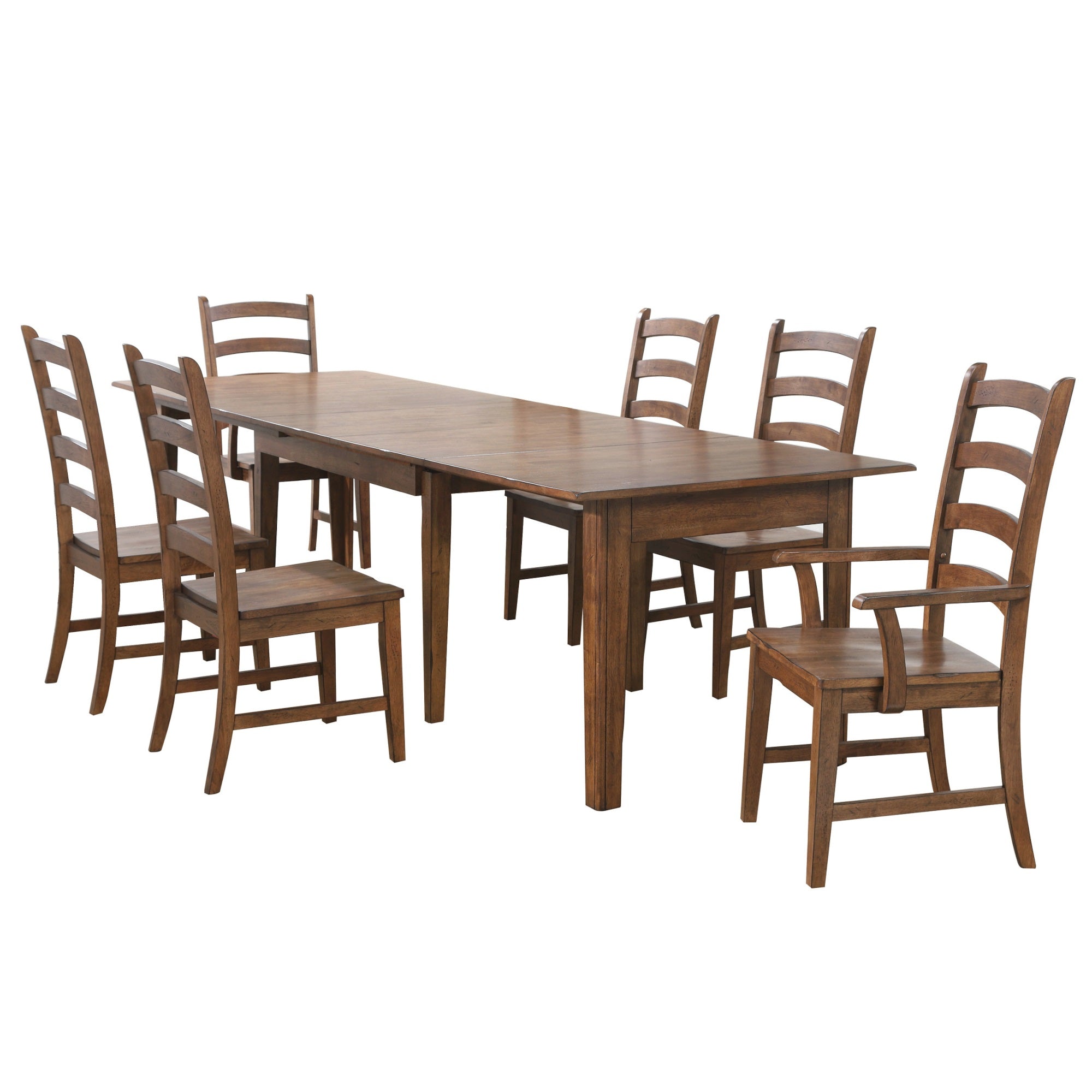 Sunset Trading Simply Brook 7 Piece 134 Rectangular Extendable Table Dining Set| Amish Brown | Seats 12