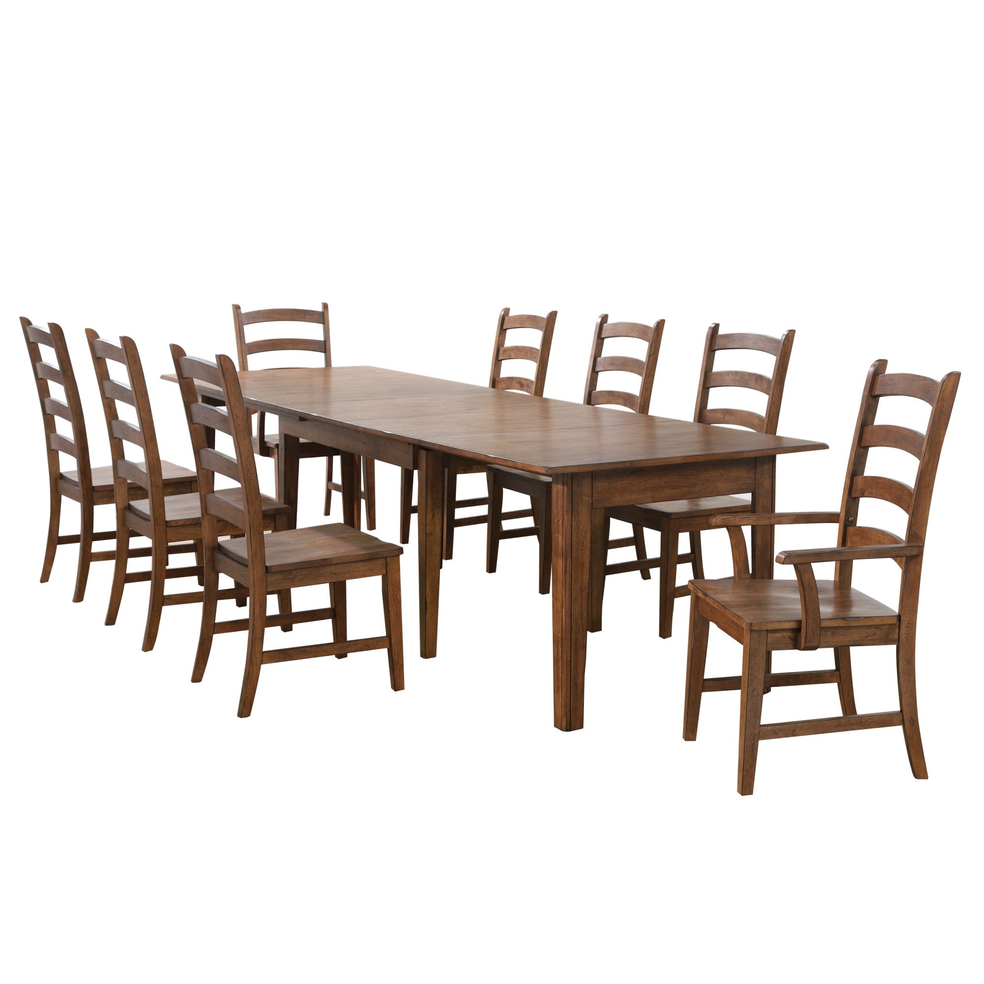Sunset Trading Simply Brook 9 Piece 134 Rectangular Extendable Table Dining Set | Amish Brown | Seats 12