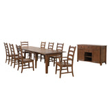Sunset Trading Simply Brook 10 Piece 134 Rectangular Extendable Table Dining Set | Sideboard | Amish Brown | Seats 12