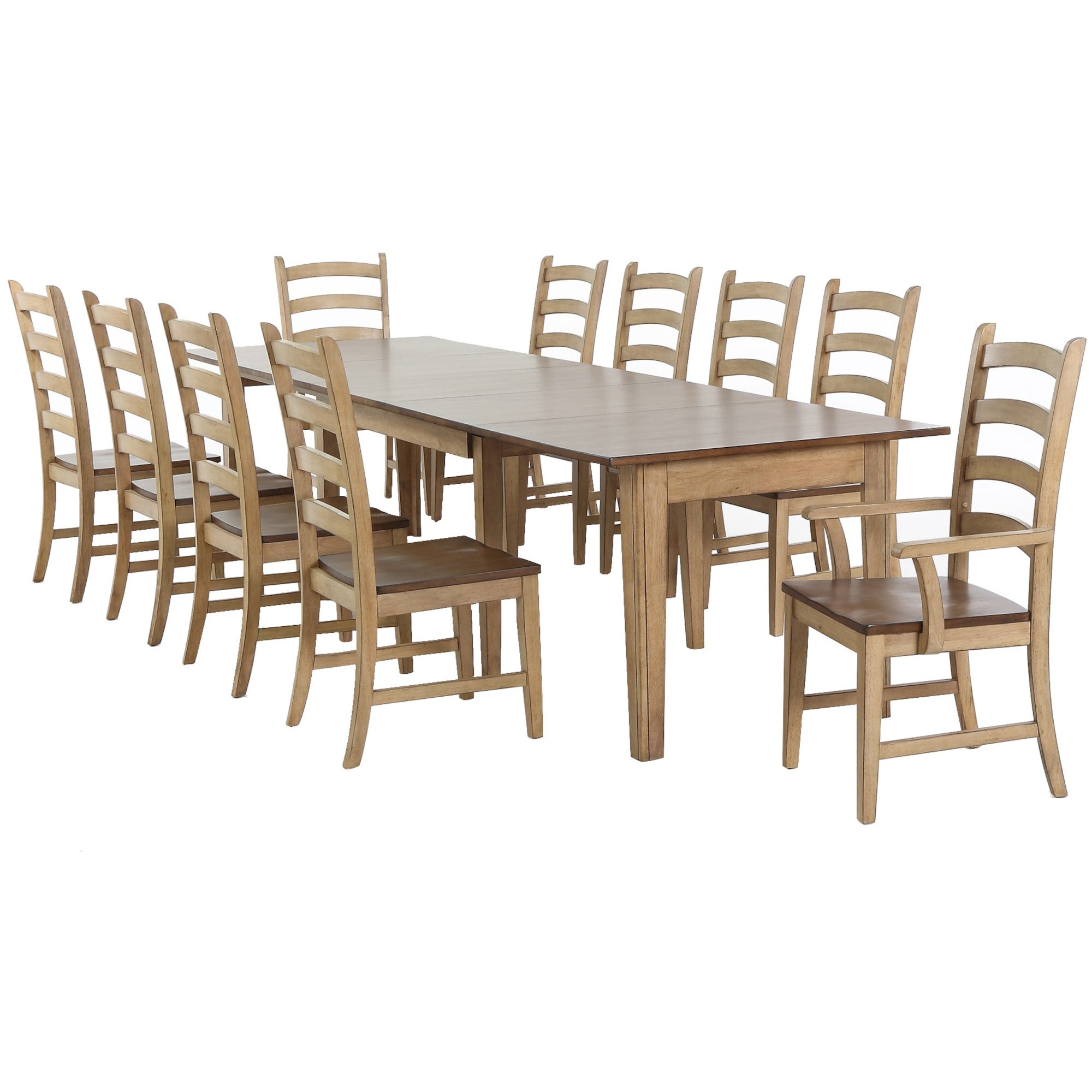 Sunset Trading Brook 11 Piece 134 Rectangular Extendable Dining Set| Arm Chairs | Seats 12