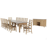 Sunset Trading Brook 12 Piece 134 Rectangular Extendable Dining Set | Sideboard | Seats 12