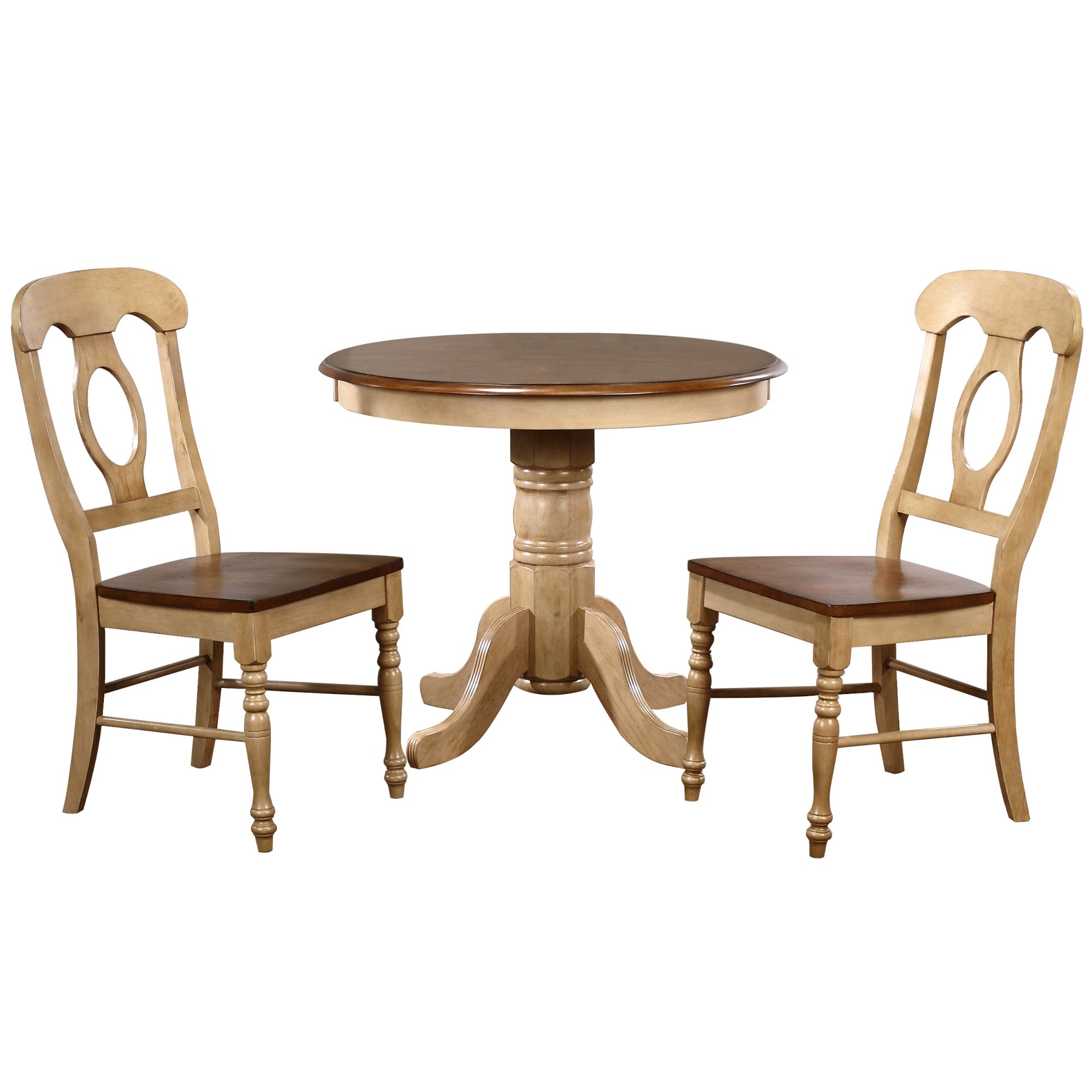 Sunset Trading Brook 3 Piece 36 Round Dining Set With Napoleon Chairs | Seats 4