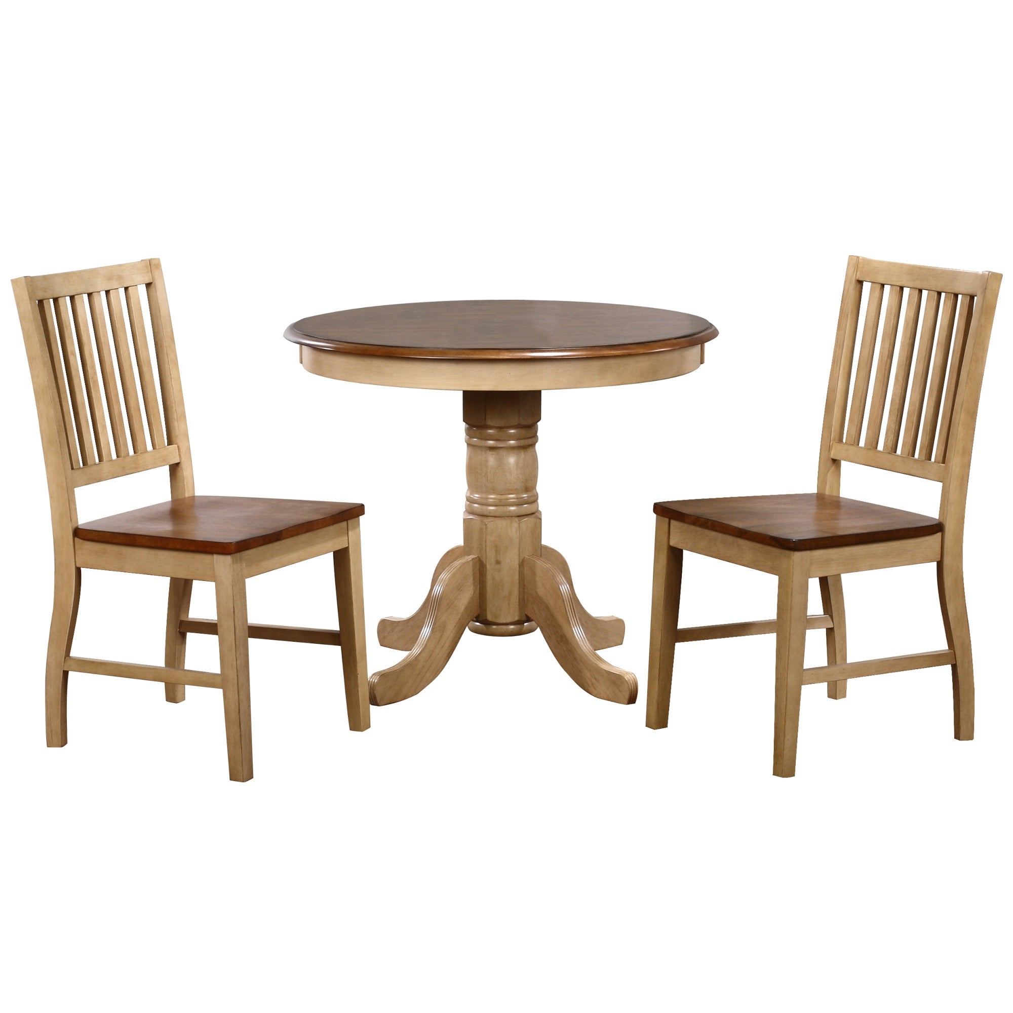 Sunset Trading Brook 3 Piece 36 Round Dining Set With Slat Back Chairs | Seats 4