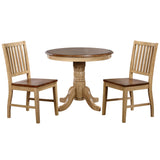 Sunset Trading Brook 3 Piece 36 Round Dining Set With Slat Back Chairs | Seats 4