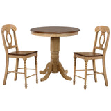 Sunset Trading Brook 3 Piece 36 Round Pub Table Set With Napoleon Stools | Counter Height Dining | Seats 4