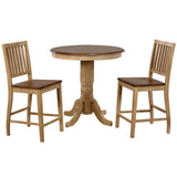 Sunset Trading Brook 3 Piece 36 Round Pub Table Set With Slat Back Stools | Counter Height Dining | Seats 4